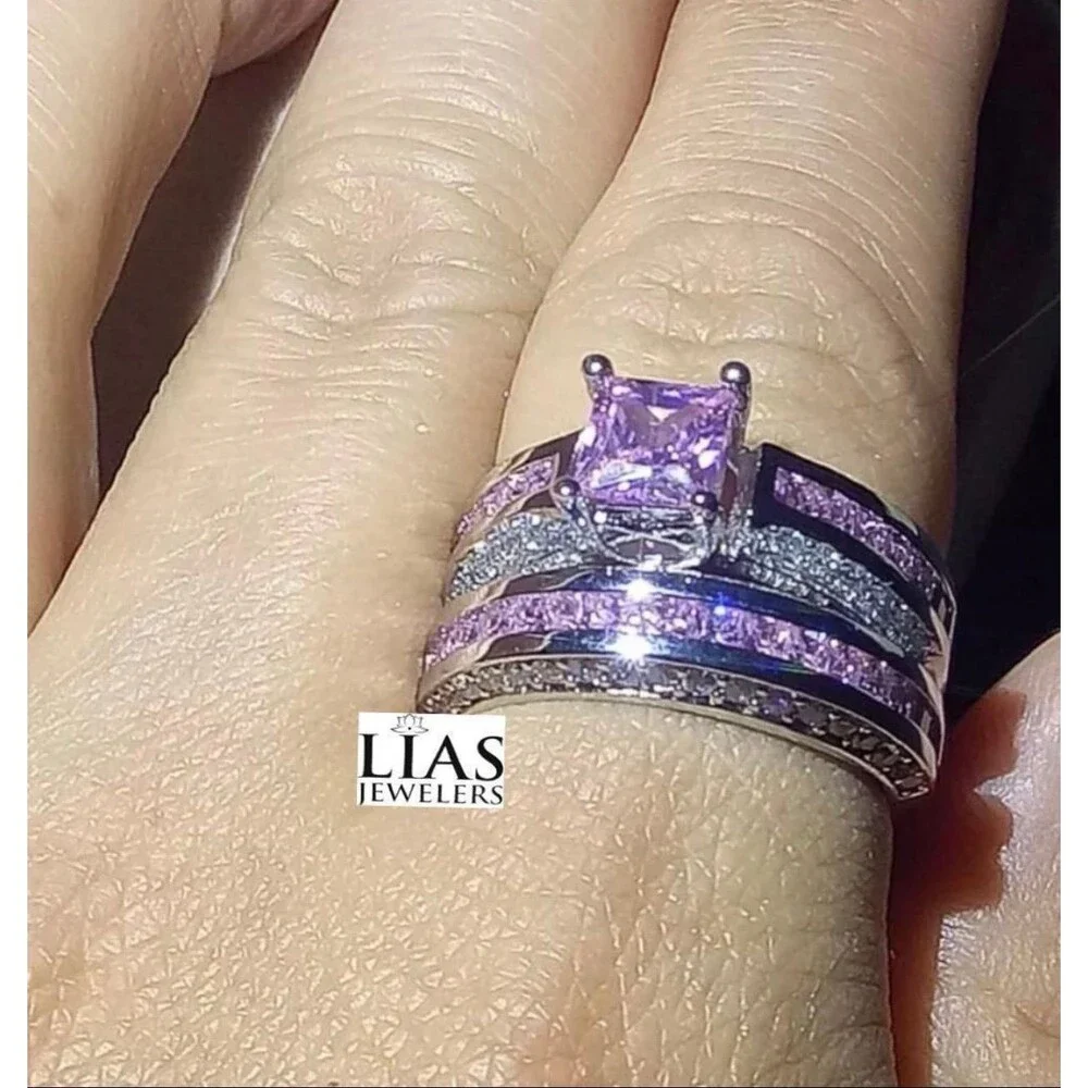 New 18k white gold wedding ring set - Picture 2 of 3